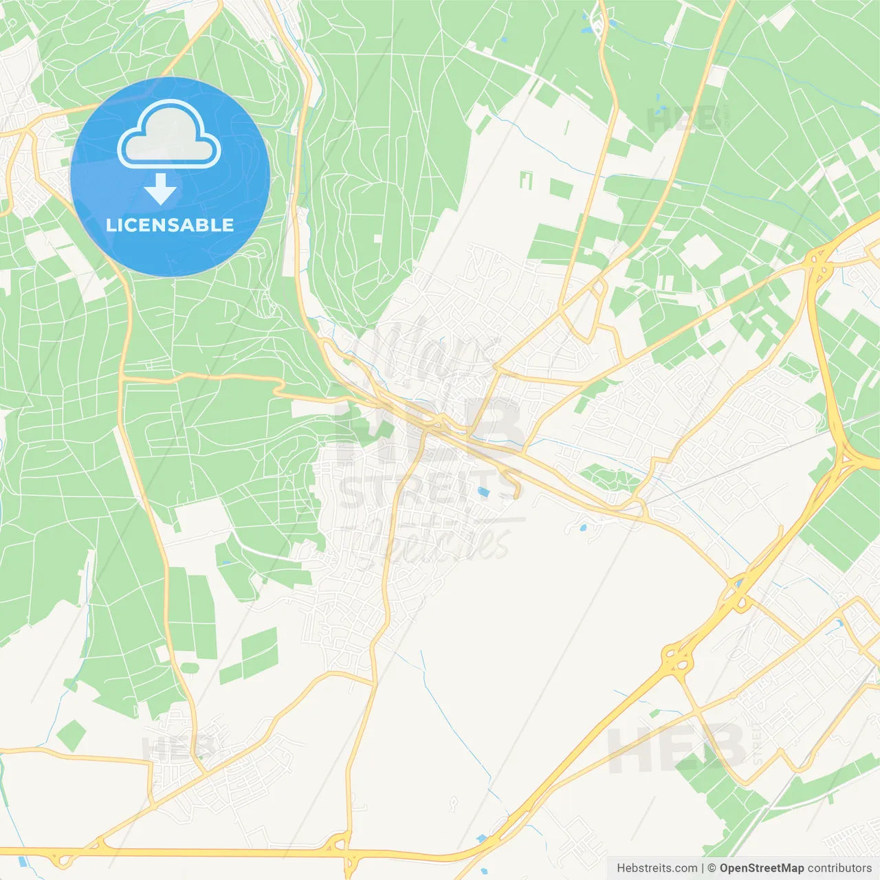 Hofheim am Taunus, Germany Vector Map - Classic Colors