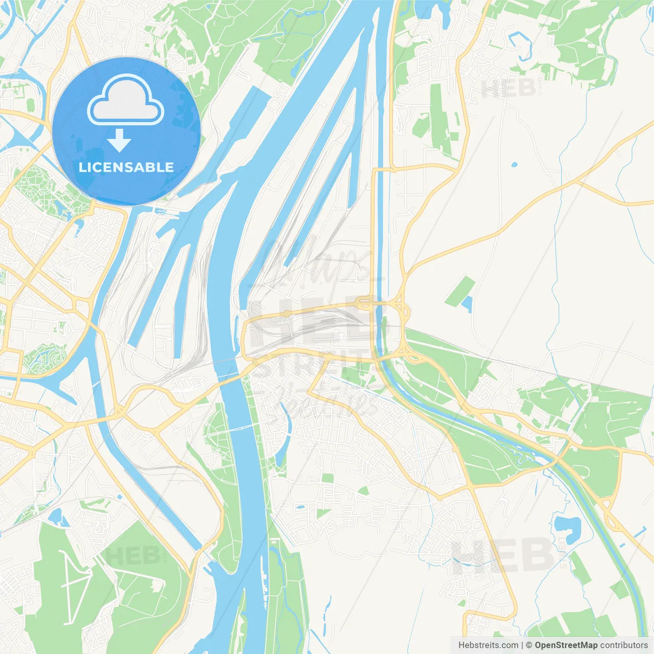 Kehl, Germany Vector Map - Classic Colors