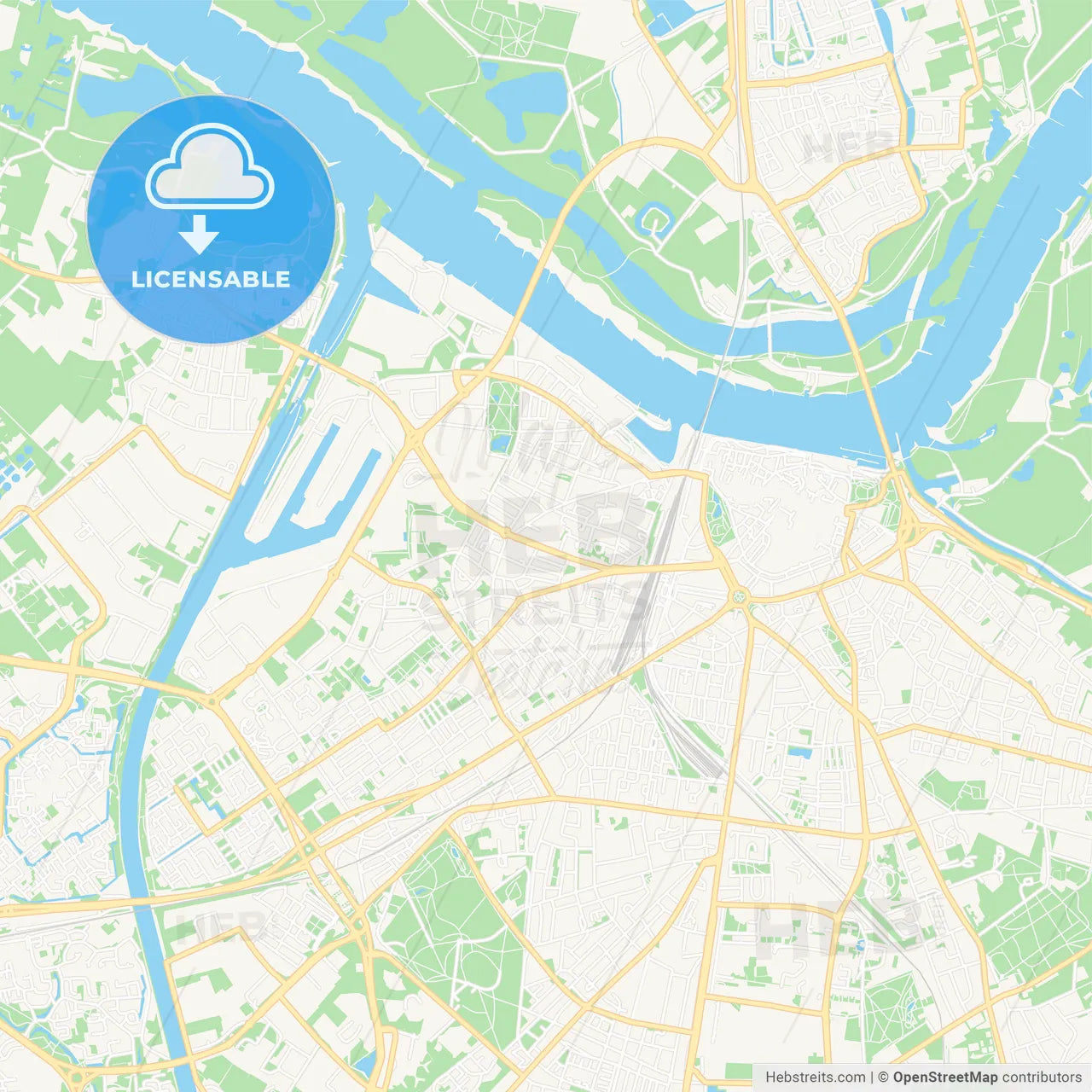 Nijmegen, Netherlands Vector Map - Classic Colors