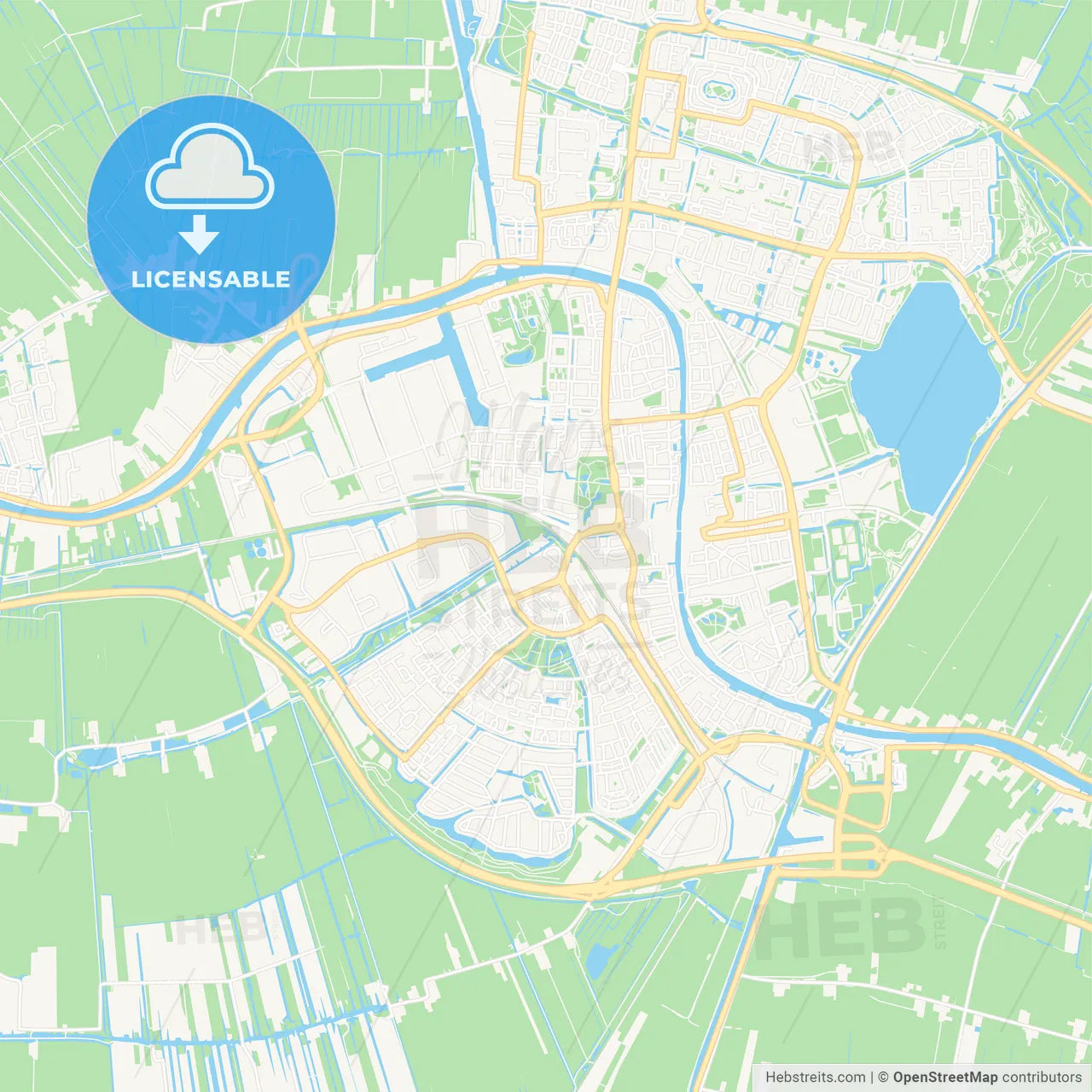 Alphen Aan Den Rijn, Netherlands Vector Map - Classic Colors – HEBSTREITS