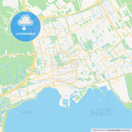 Hoorn, Netherlands Vector Map - Classic Colors
