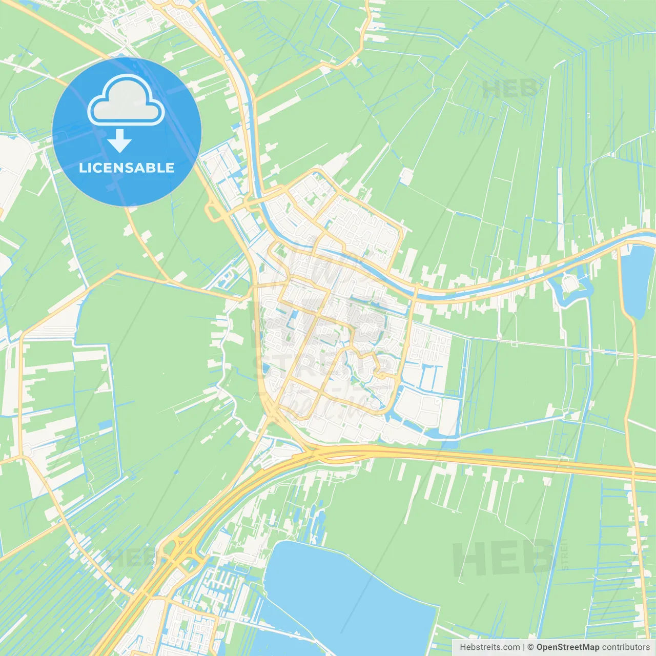 Bodegraven-Reeuwijk, Netherlands Vector Map - Classic Colors