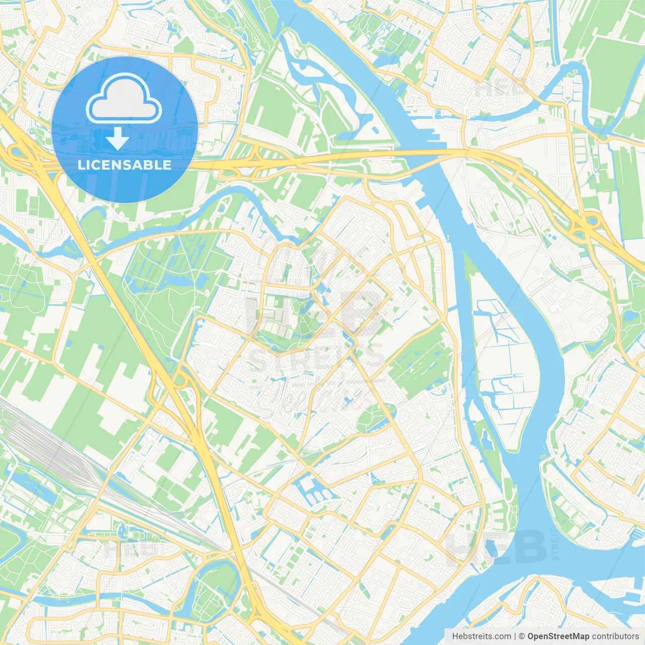 Hendrik-Ido-Ambacht, Netherlands Vector Map - Classic Colors