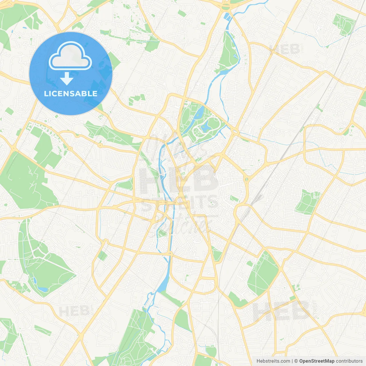 Leicester, England Vector Map - Classic Colors