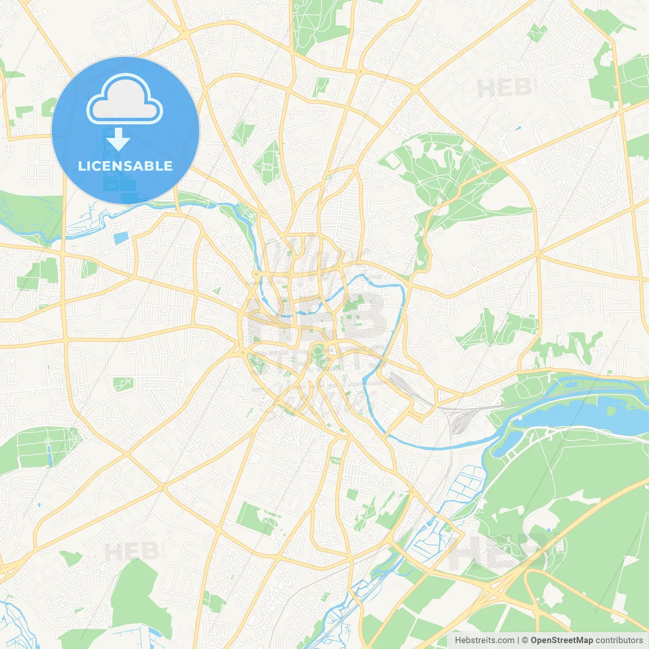 Norwich, England Vector Map - Classic Colors