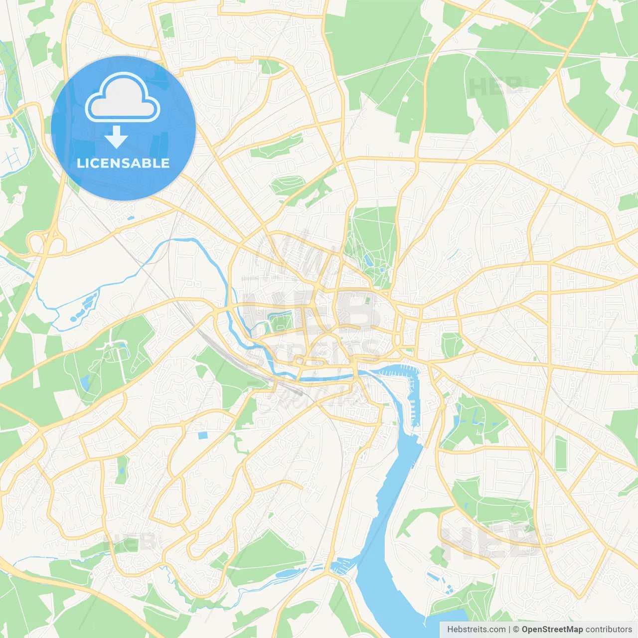 Ipswich, England Vector Map - Classic Colors