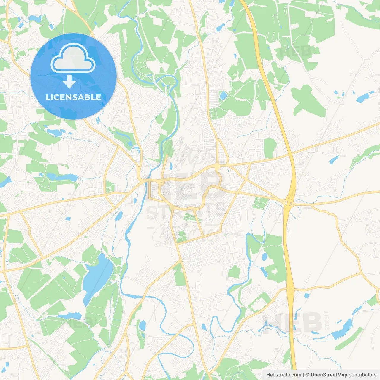 Bury, England Vector Map - Classic Colors