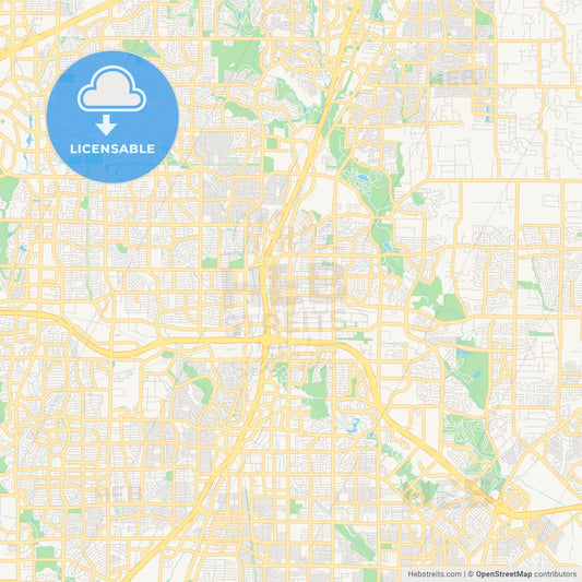 Empty vector map of Plano, Texas, USA