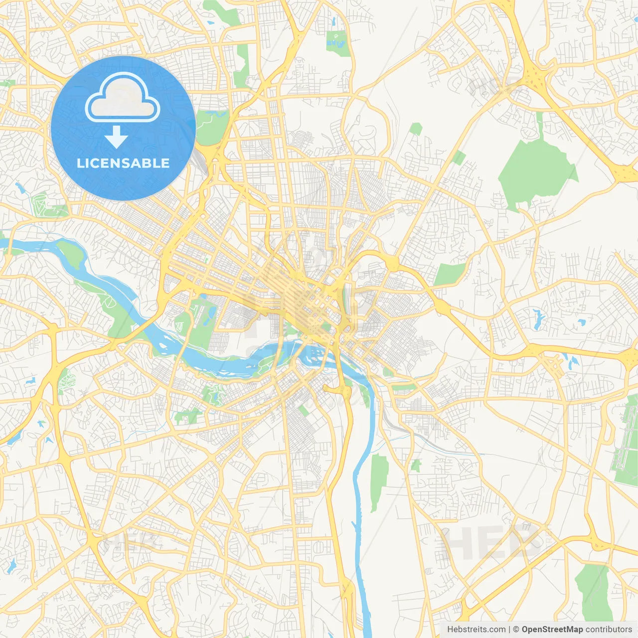 Empty vector map of Richmond, Virginia, USA