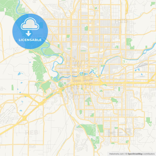 Empty vector map of Spokane, Washington, USA