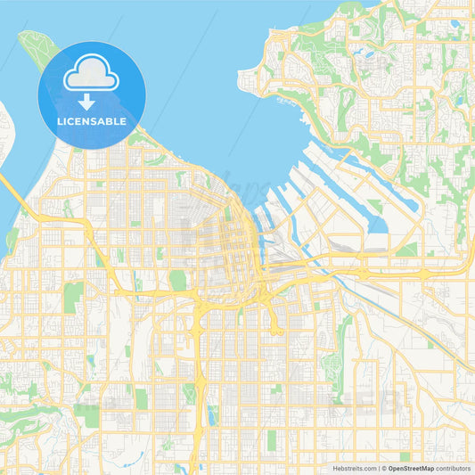 Empty vector map of Tacoma, Washington, USA
