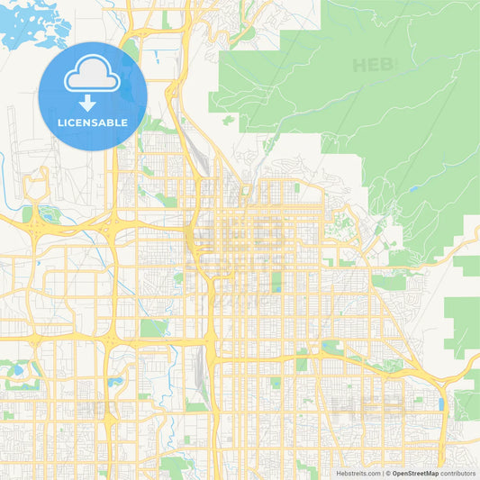 Empty vector map of Salt Lake City, Utah, USA