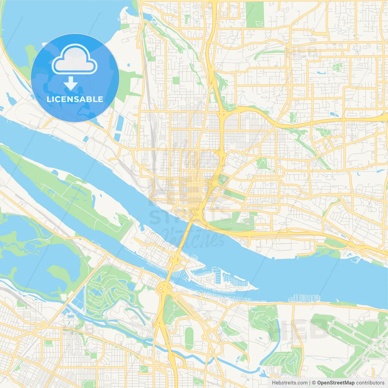 Empty vector map of Vancouver, Washington, USA