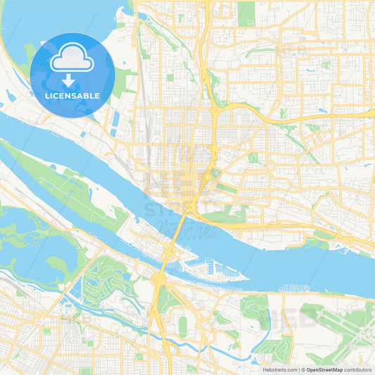 Empty vector map of Vancouver, Washington, USA