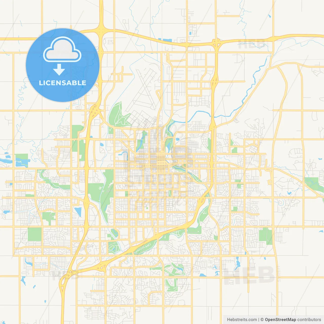 Empty vector map of Sioux Falls, South Dakota, USA