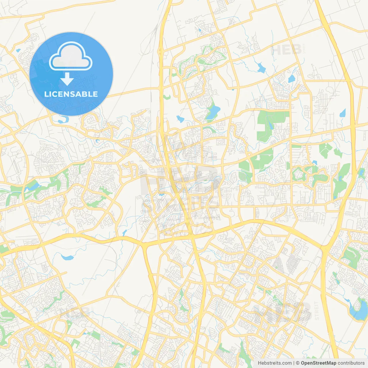 Empty vector map of Round Rock, Texas, USA