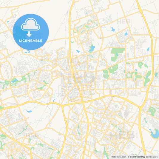Empty vector map of Round Rock, Texas, USA