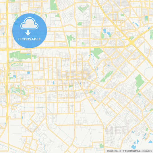 Empty vector map of Pearland, Texas, USA