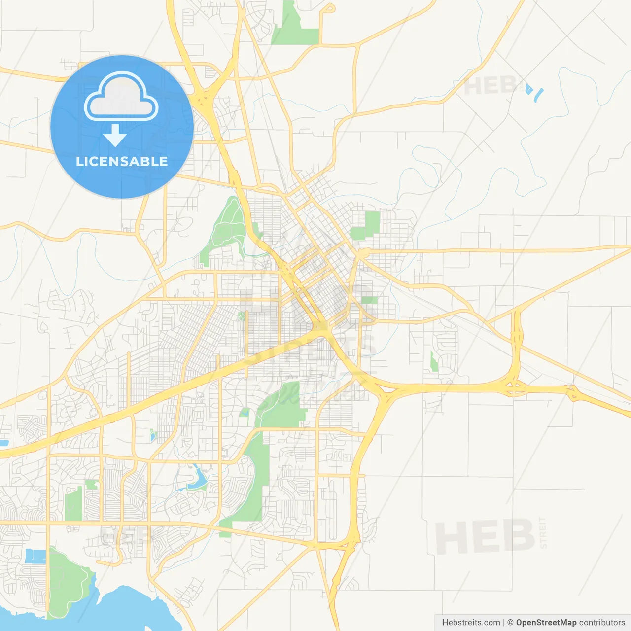Empty vector map of Wichita Falls, Texas, USA