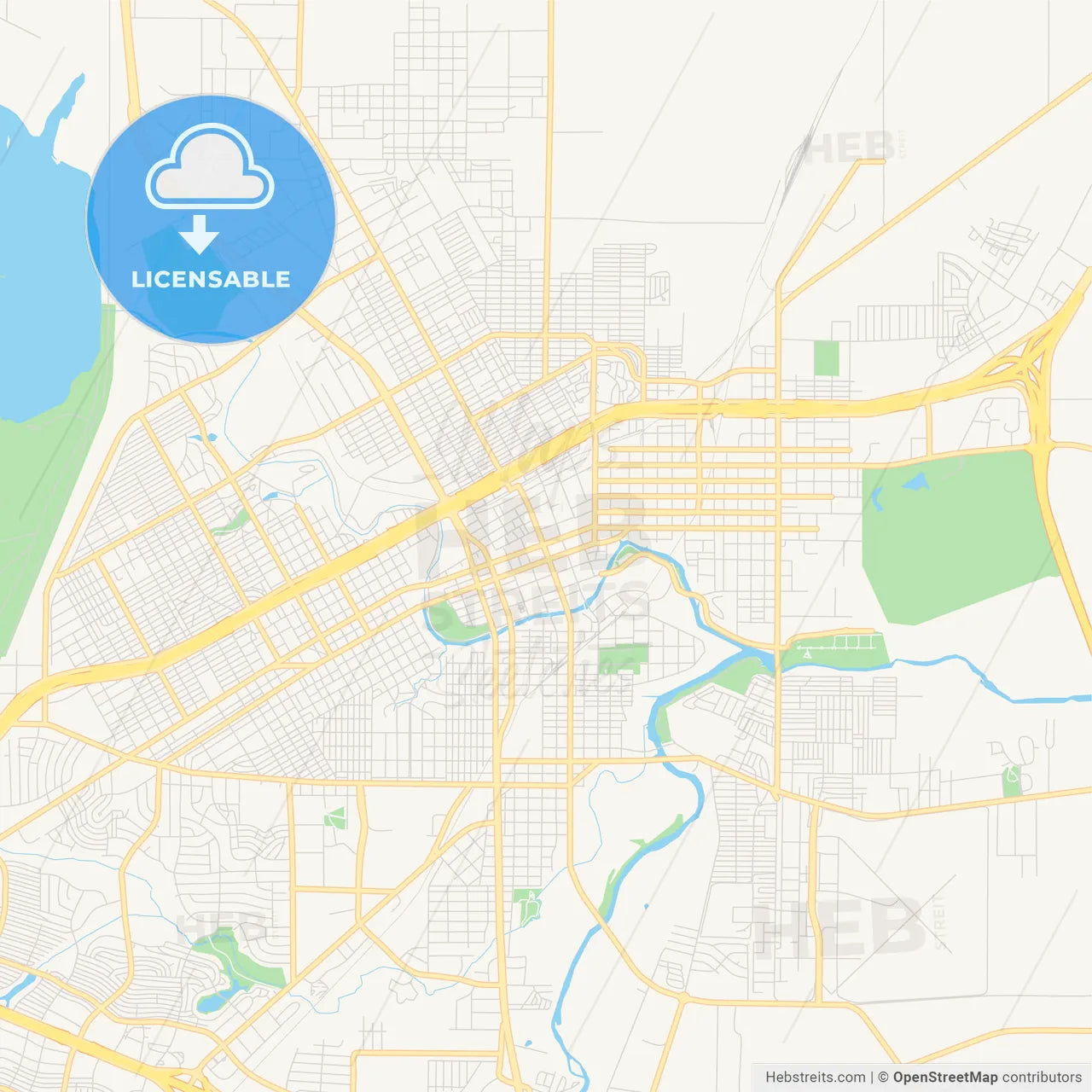 Empty vector map of San Angelo, Texas, USA