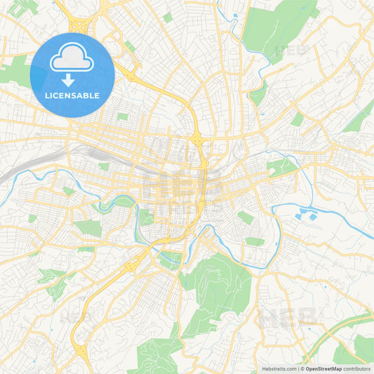 Empty vector map of Roanoke, Virginia, USA