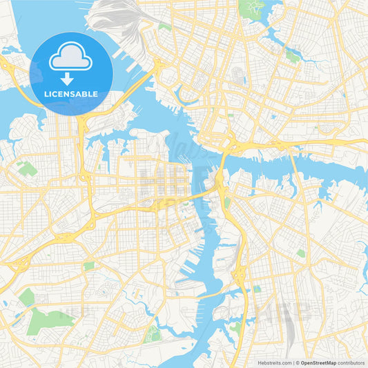 Empty vector map of Portsmouth, Virginia, USA