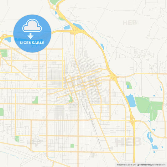 Empty vector map of Yakima, Washington, USA