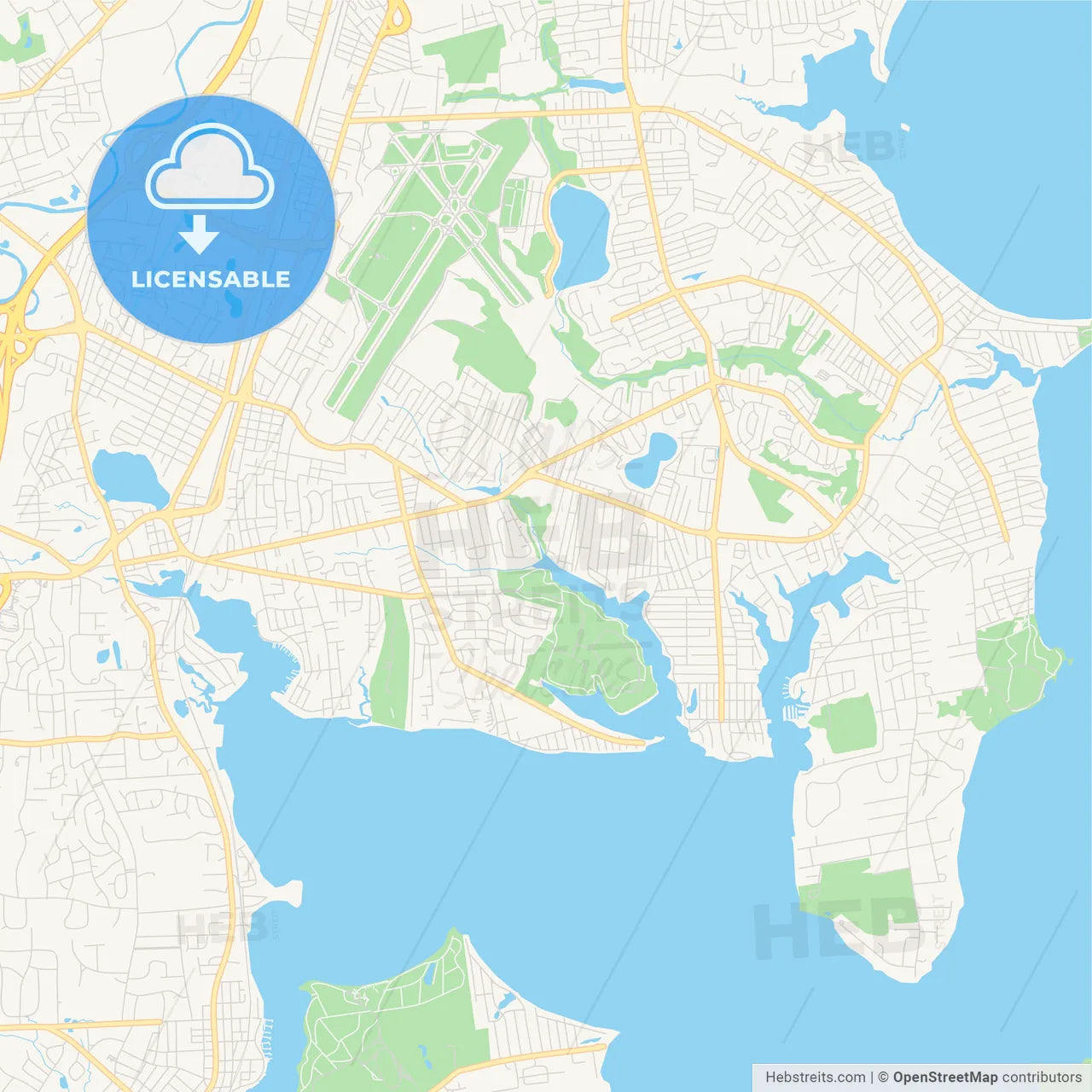 Empty vector map of Warwick, Rhode Island, USA