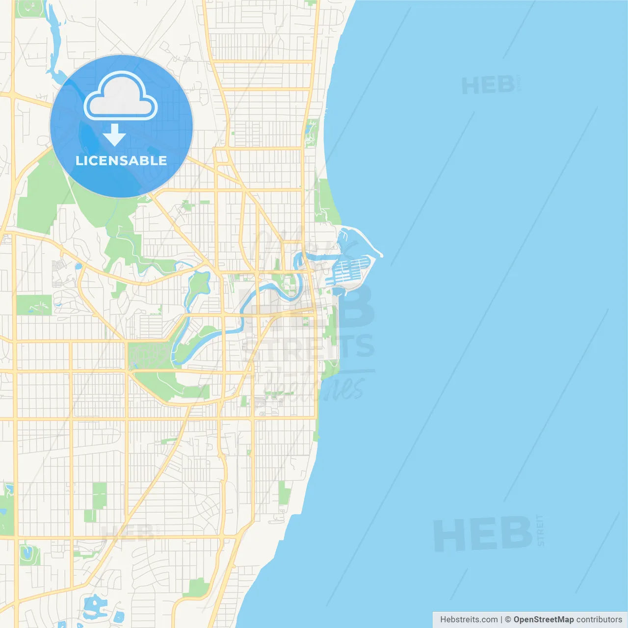 Empty vector map of Racine, Wisconsin, USA