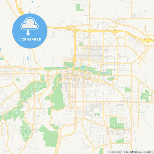 Empty vector map of Rapid City, South Dakota, USA