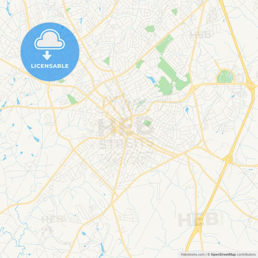 Empty vector map of Rock Hill, South Carolina, USA