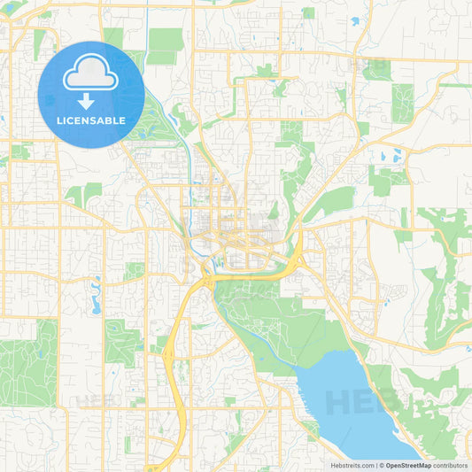Empty vector map of Redmond, Washington, USA