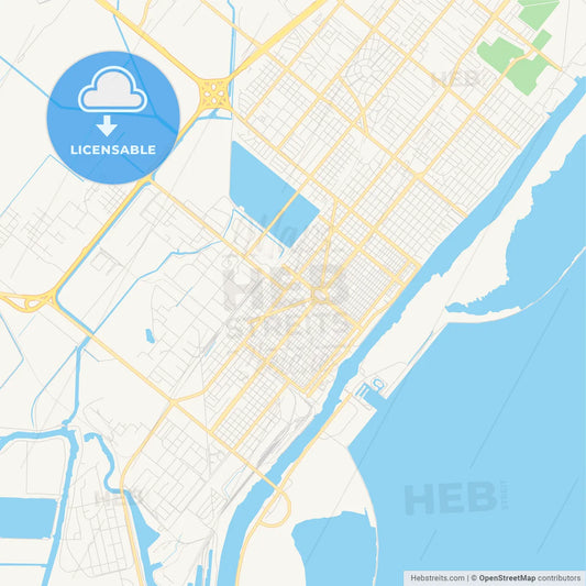 Empty vector map of Port Arthur, Texas, USA