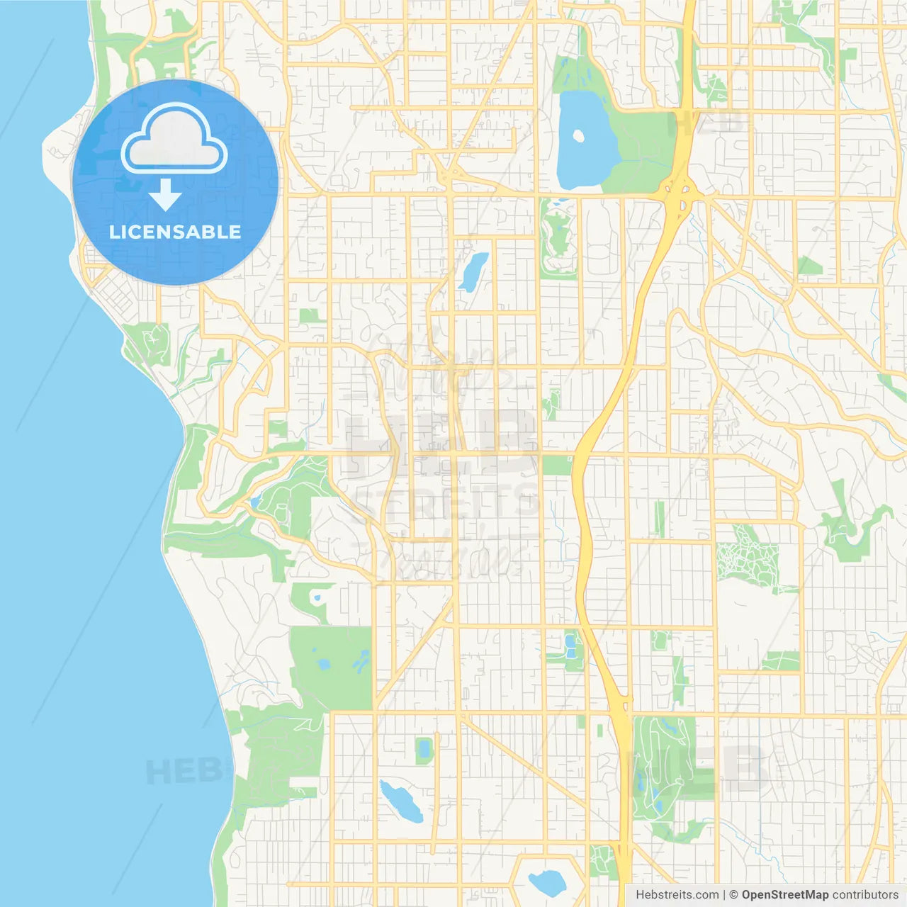 Empty vector map of Shoreline, Washington, USA