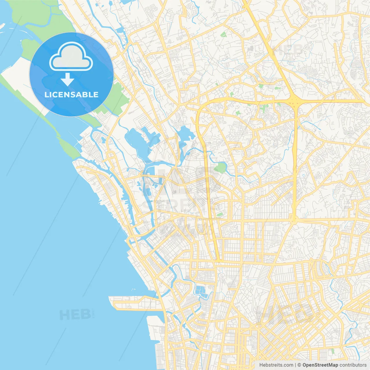 Printable street map of Malabon, Philippines