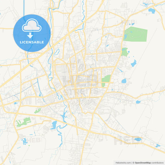 Printable street map of Hat Yai, Thailand