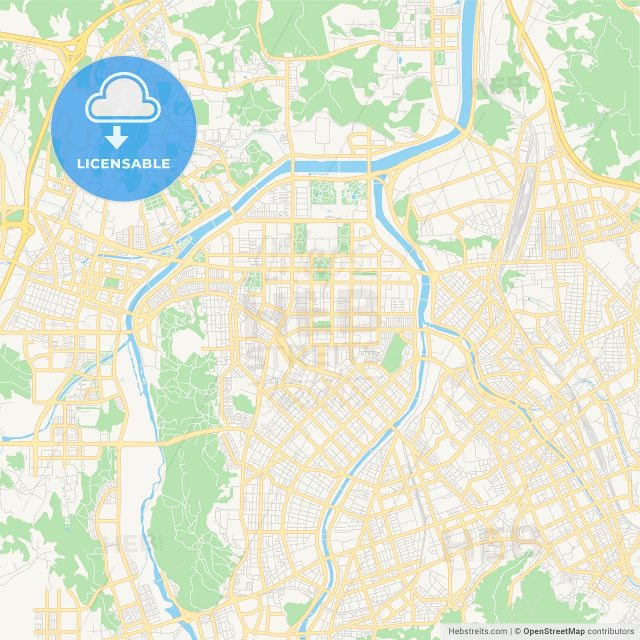 Printable street map of Daejeon, South Korea