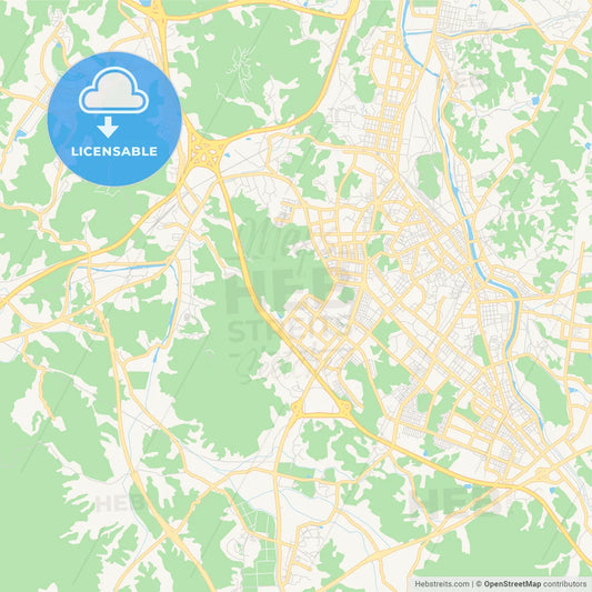 Printable street map of Wonju, South Korea