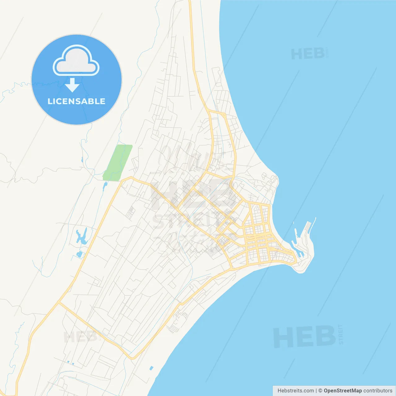 Printable street map of Toamasina, Madagascar