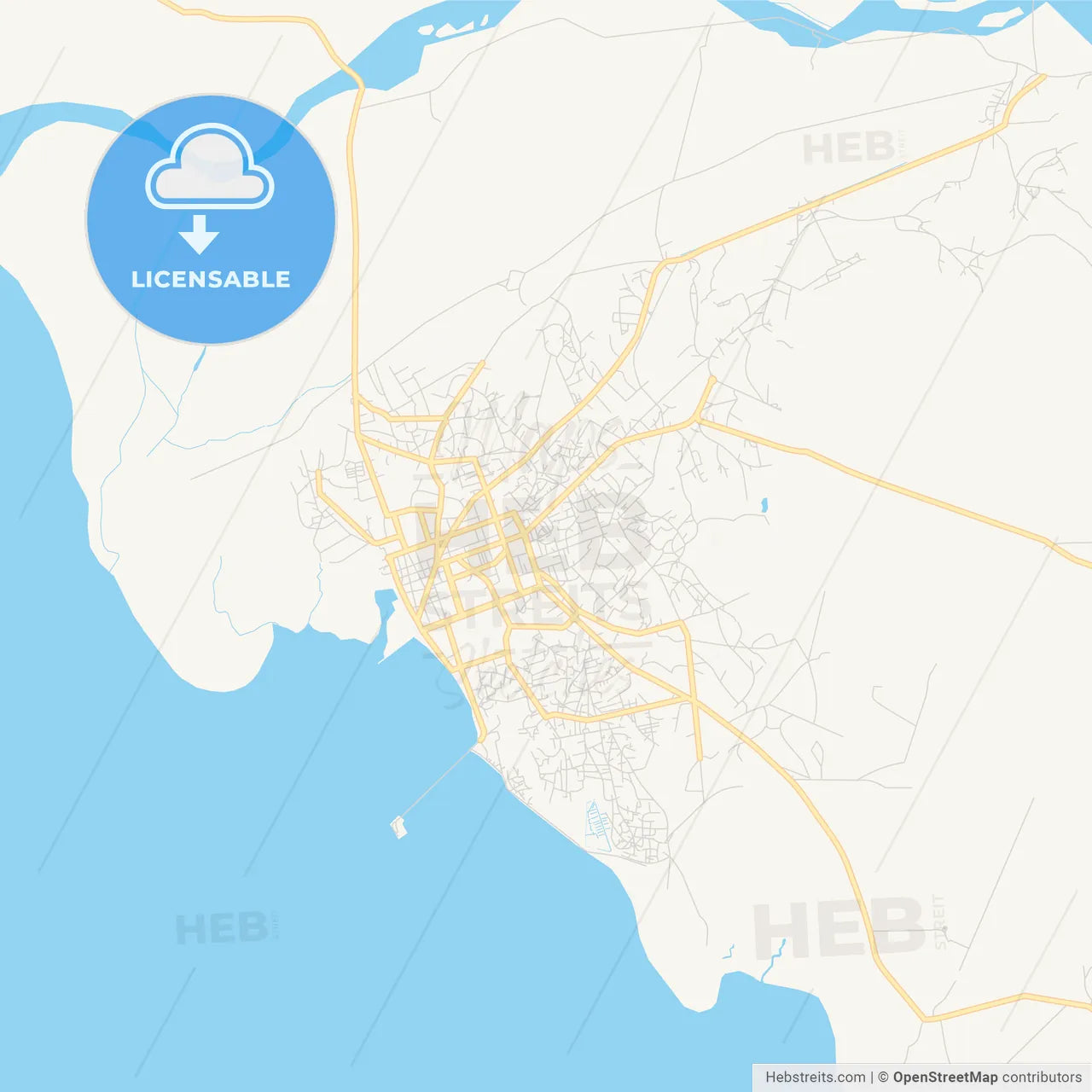 Printable street map of Toliara, Madagascar