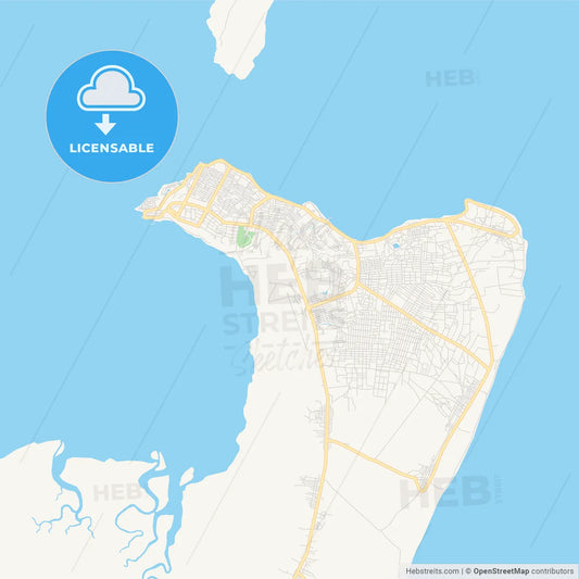 Printable street map of Pemba, Mozambique