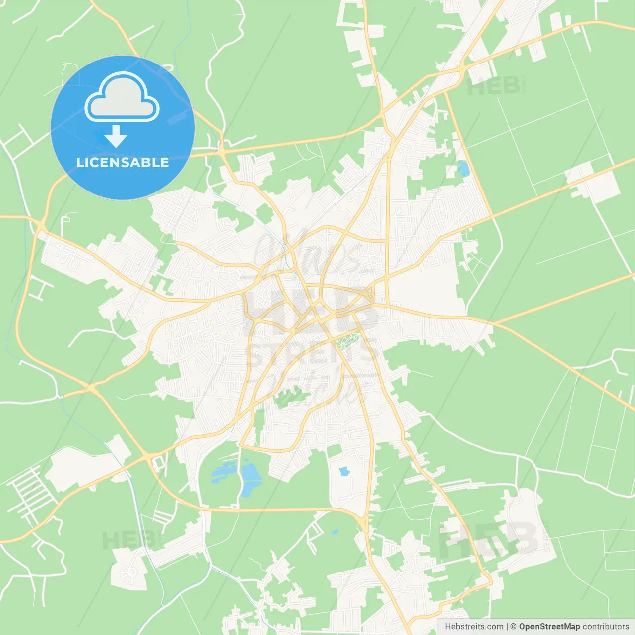 Bijeljina, Bosnia and Herzegovina Vector Map - Classic Colors