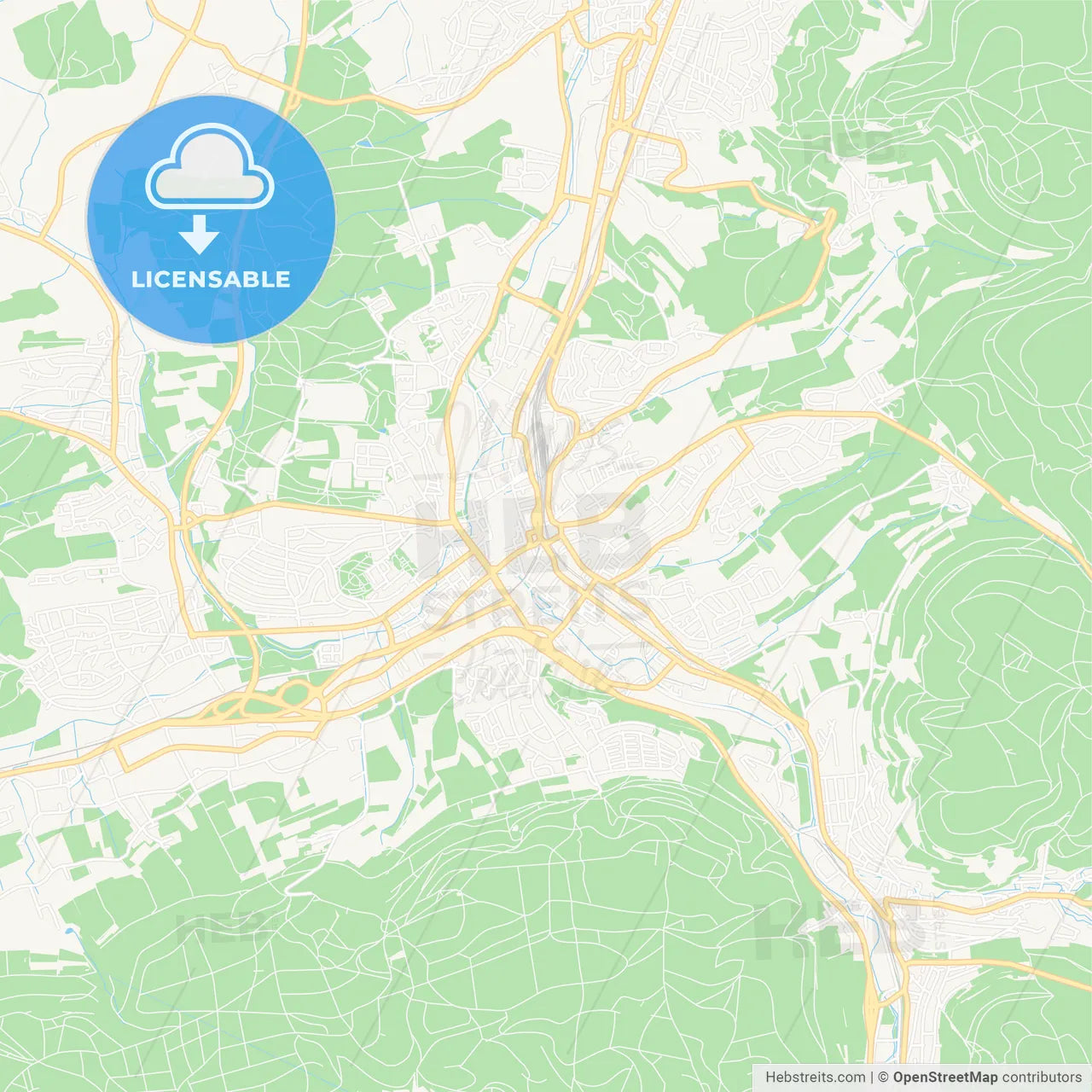 Aalen, Germany Vector Map - Classic Colors