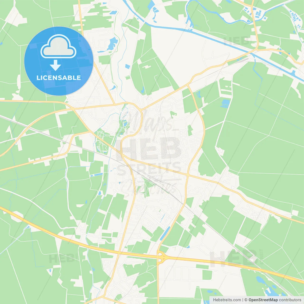 Morfelden-Walldorf, Germany Vector Map - Classic Colors