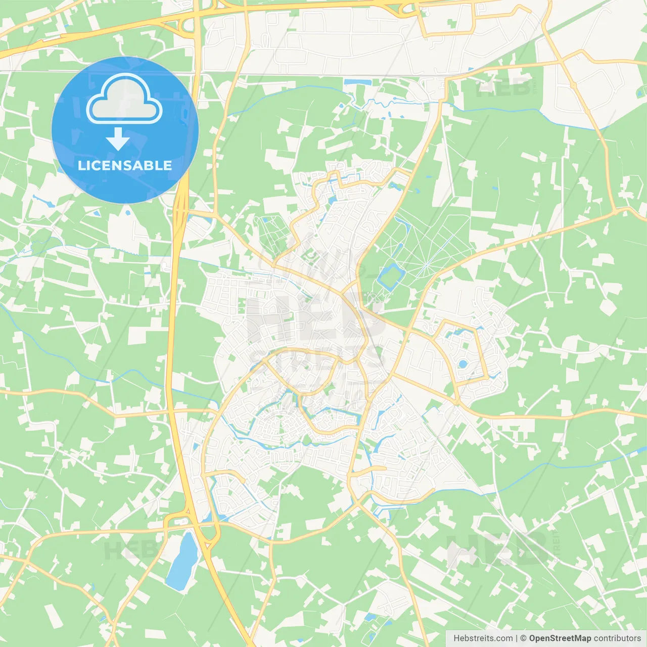 Barneveld, Netherlands Vector Map - Classic Colors