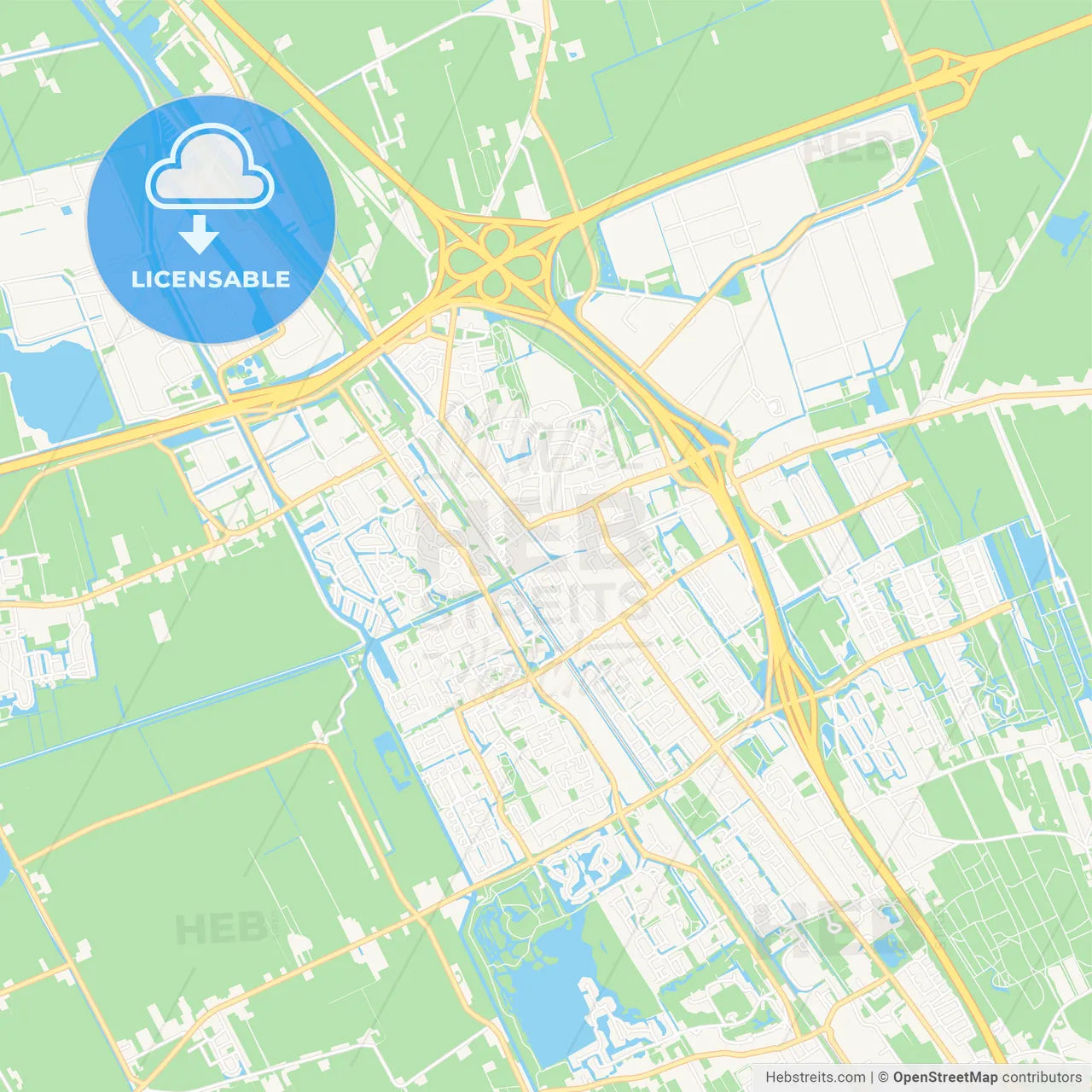 Heerenveen, Netherlands Vector Map - Classic Colors