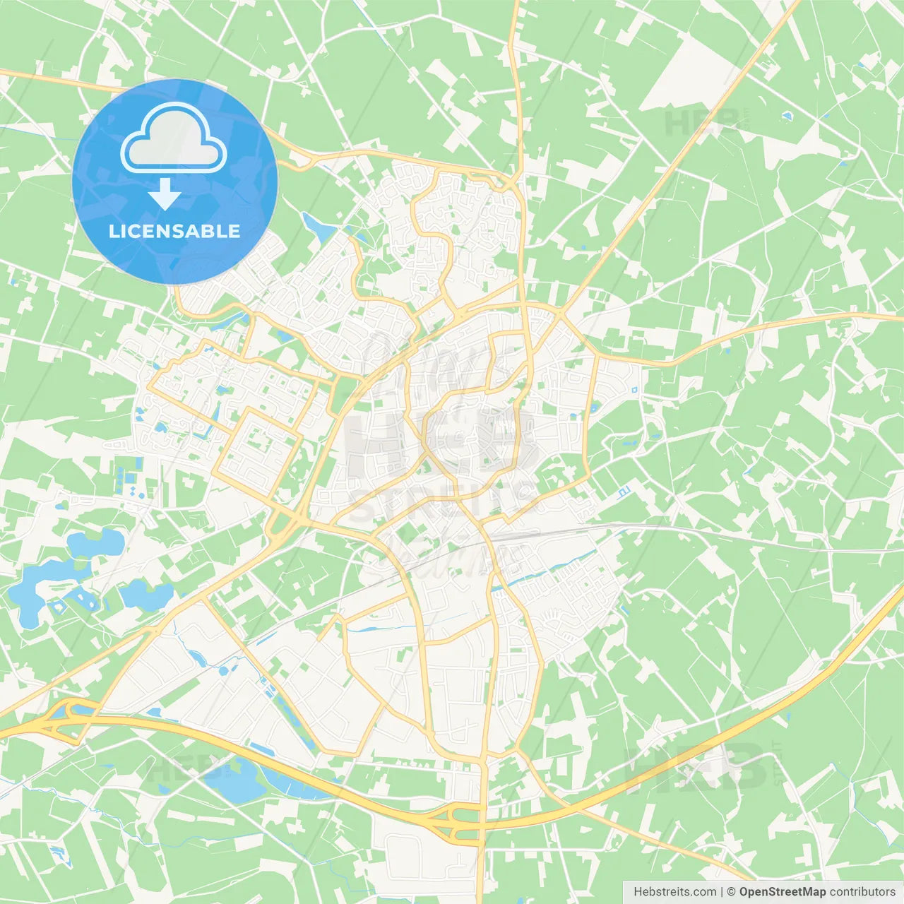 Oldenzaal, Netherlands Vector Map - Classic Colors
