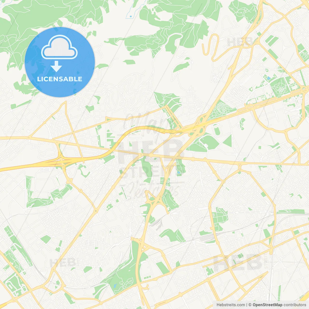 Esplugues de Llobregat, Spain Vector Map - Classic Colors