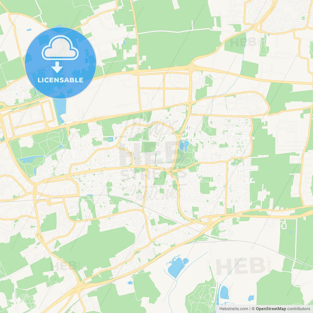 Basildon, England Vector Map - Classic Colors