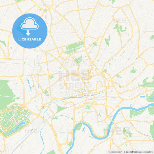 Nottingham, England Vector Map - Classic Colors